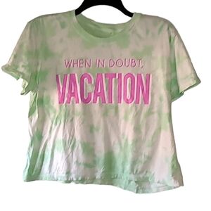 Freeze when in doubt vacation green tie dye crop top